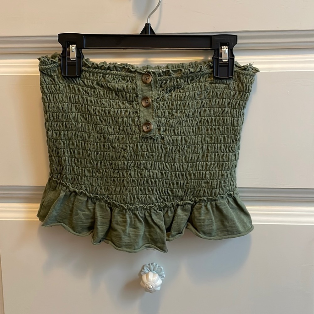 Army Green Distressed Crop Top